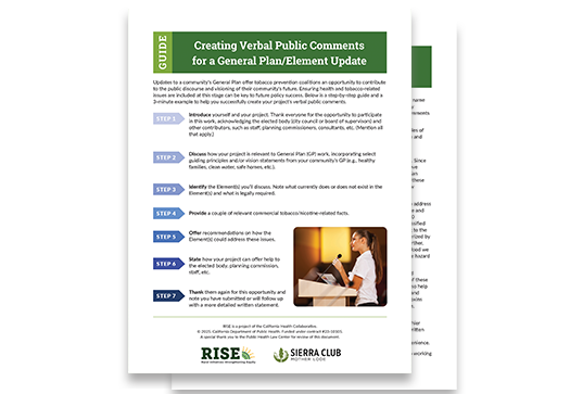 Creating Verbal Public Comments for a General Plan/Element Update.